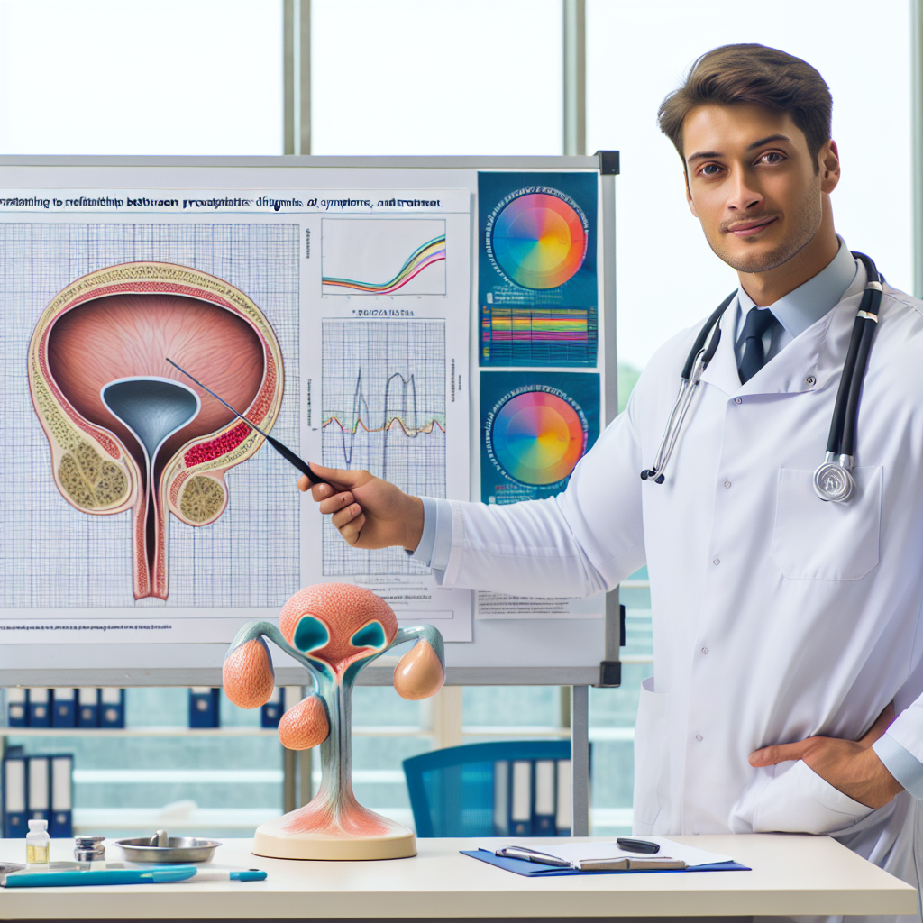 Image depicting the relationship between prostatitis and PSA levels, including diagnosis, symptoms, and treatment options