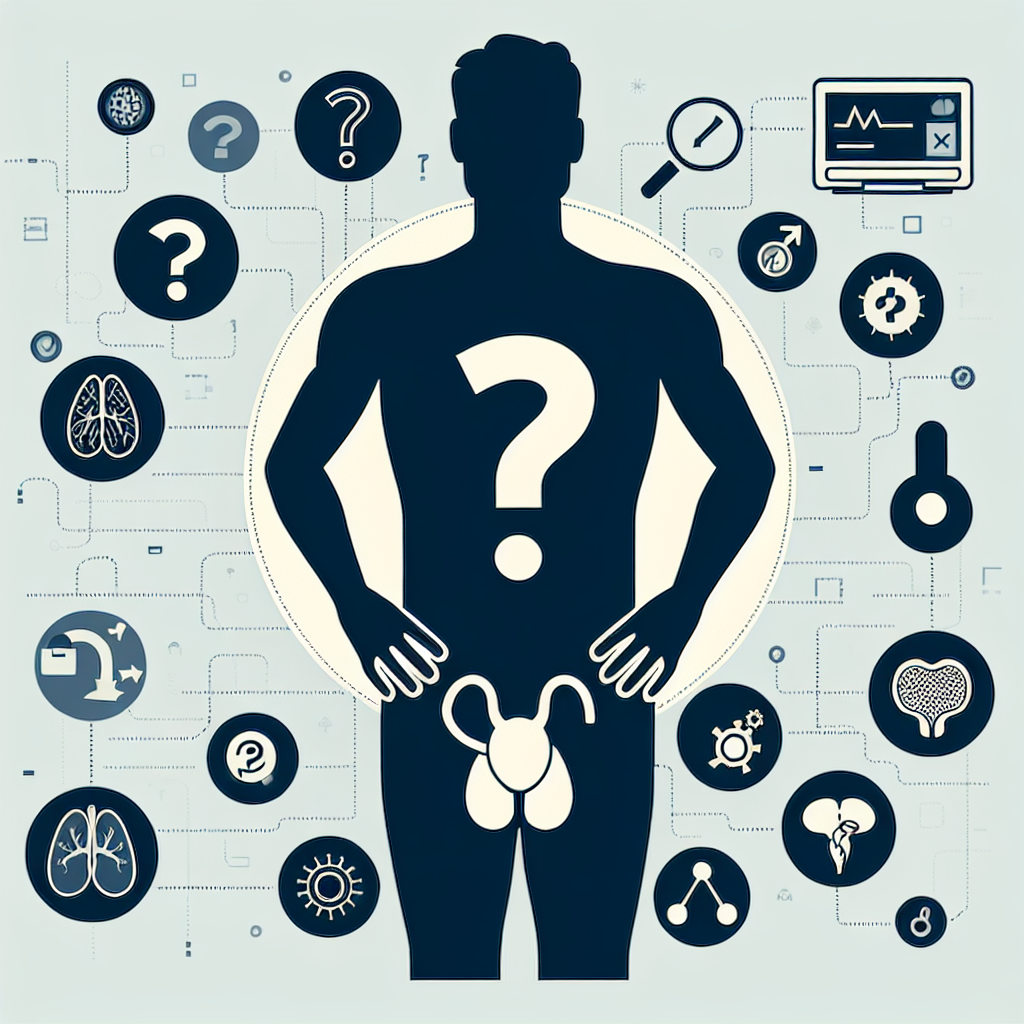 Illustration showing the symptoms, types, and treatments of prostatitis and its association with erectile dysfunction.