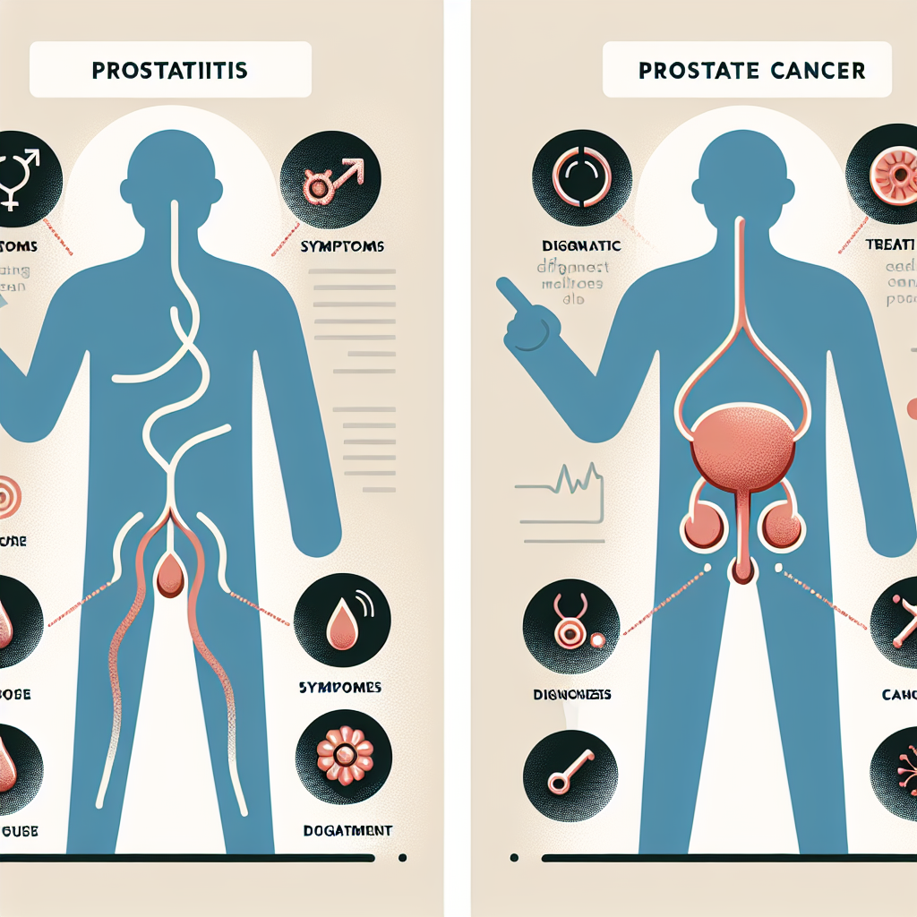 Comparison of symptoms, diagnosis, and treatment options for prostatitis and prostate cancer.