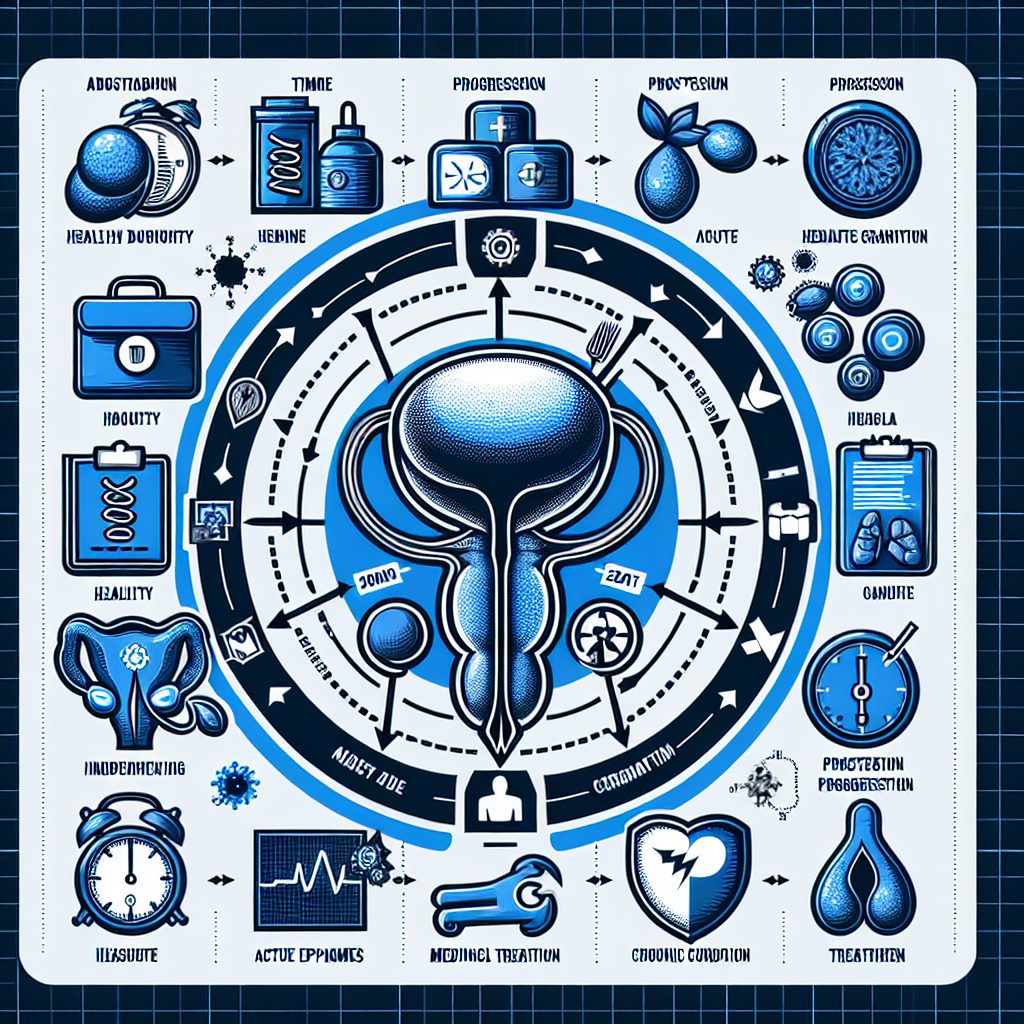 Prostatitis timeline and duration explanation with urgent care symbol