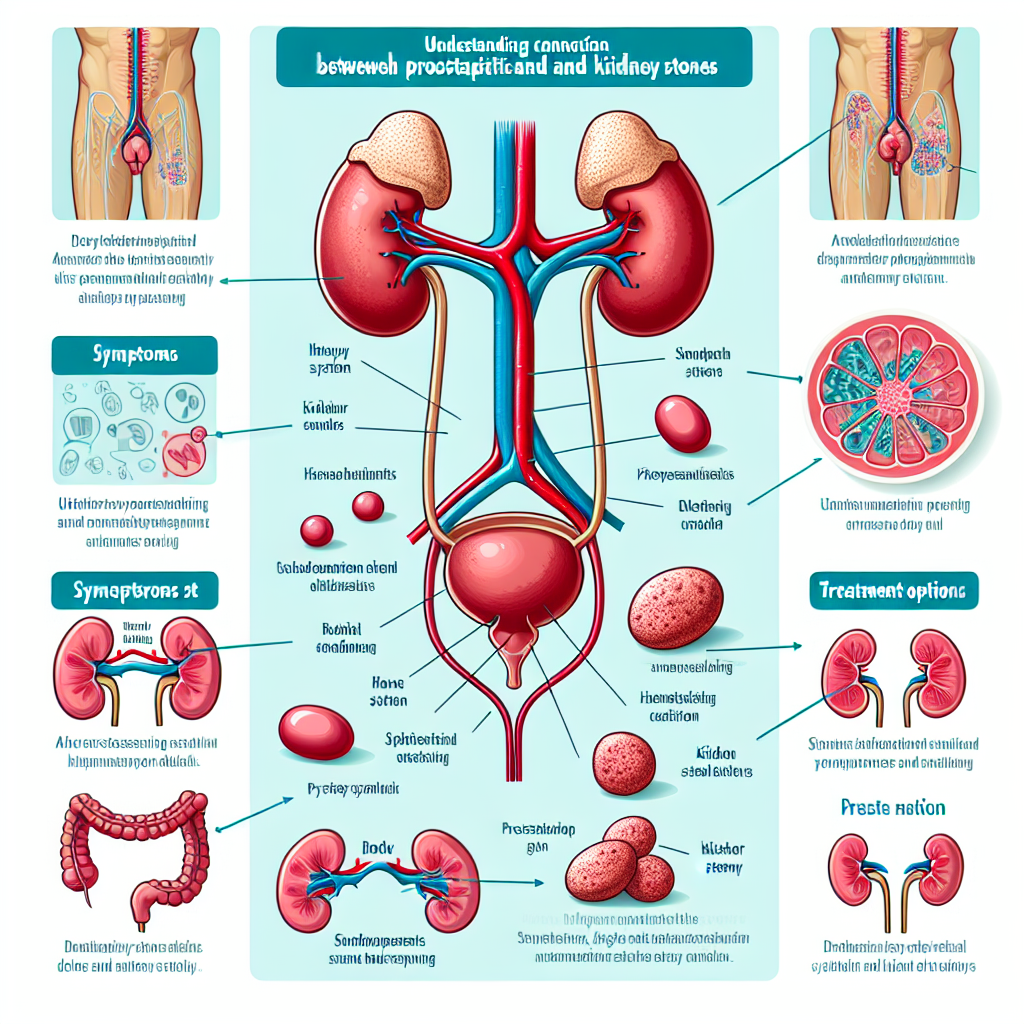 Illustration showing the connection between prostatitis and kidney stones.