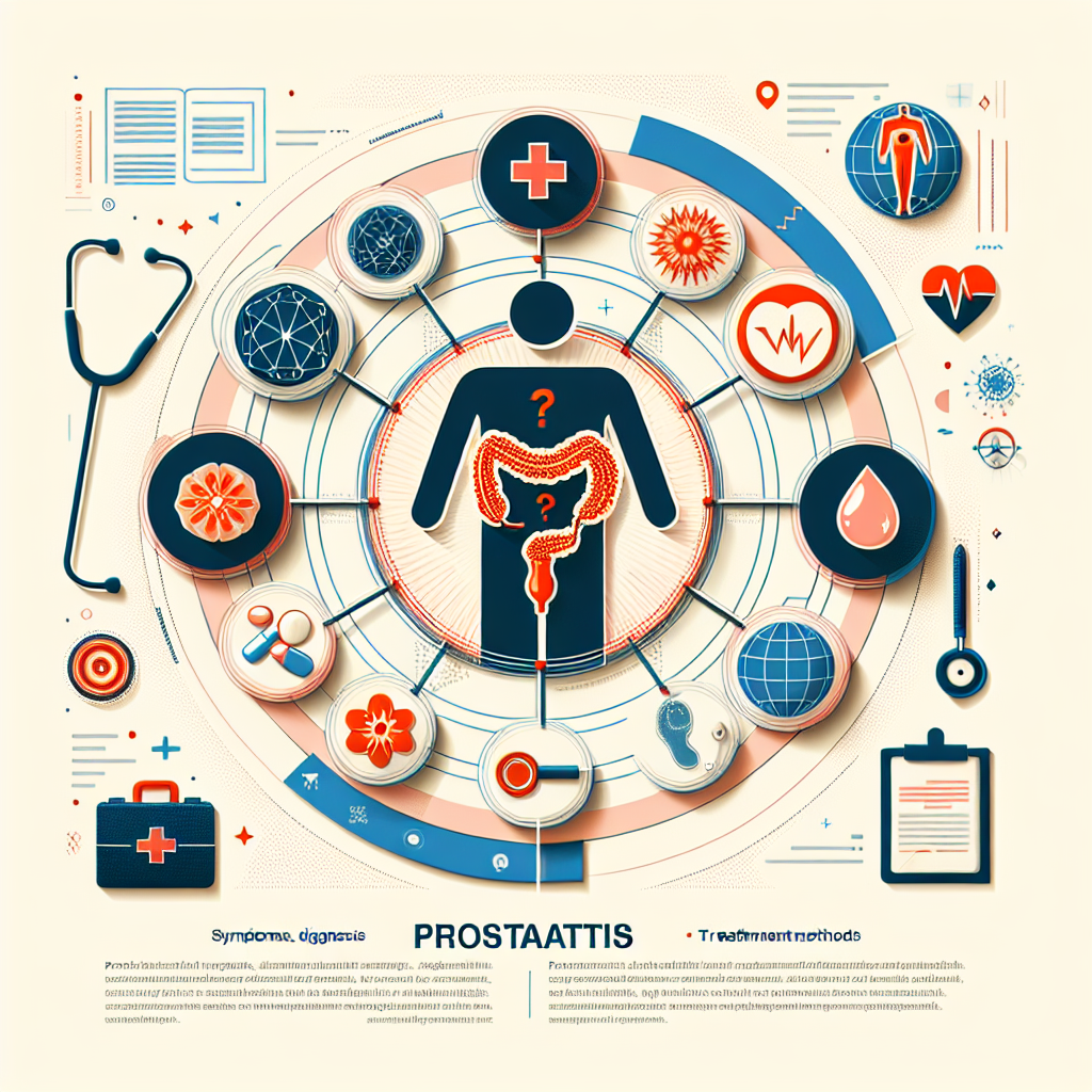 Hình ảnh minh hoạ các phương pháp chẩn đoán và điều trị viêm tuyến tiền liệt, bao gồm các bài kiểm tra y tế và liệu pháp điều trị phù hợp.